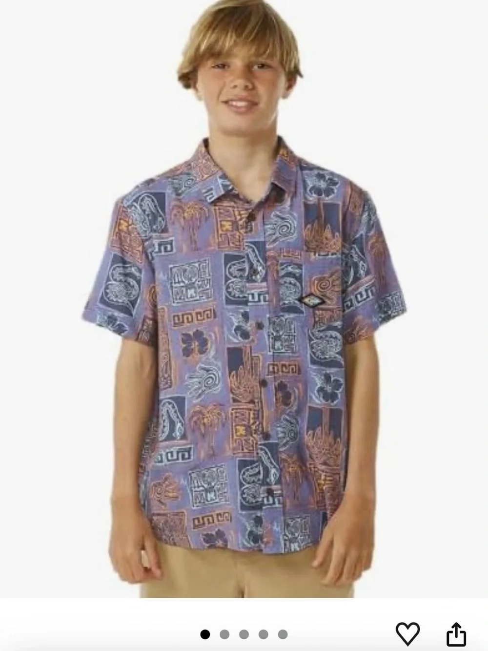 Rip Curl Tropical Hawaiian Short-Sleeve Button-Up Shirt Boys 14